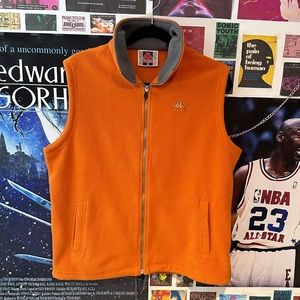 KAPPA unisex fleece zip-up orange logo branded vest with pockets